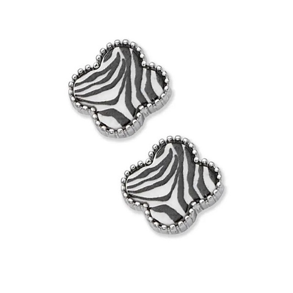 Park Lane Jewelry - Park Lane - Icon Zebra Print Clover Shaped Earrings